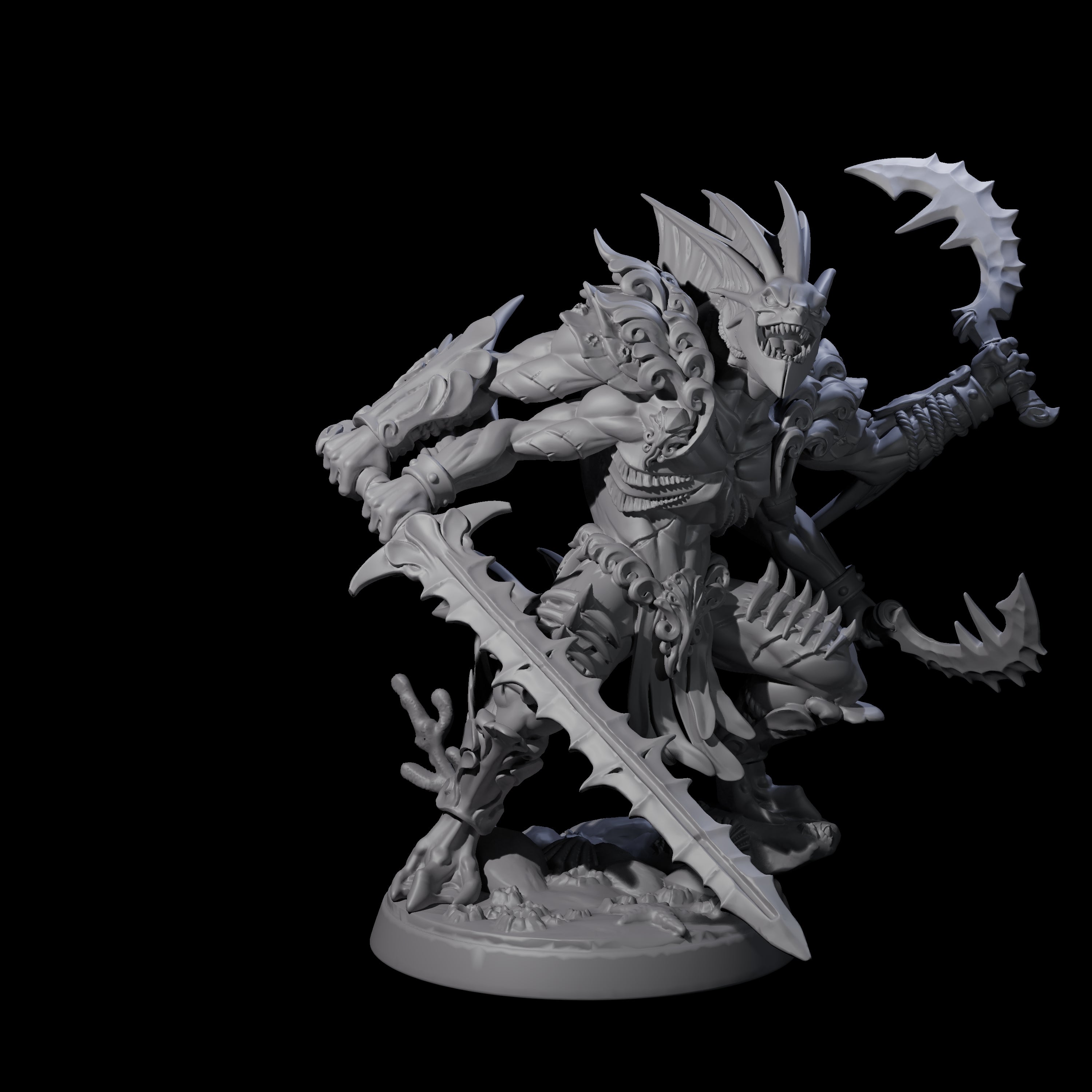 Multi-Armed Sahuagin Warrior Miniature for Dungeons and Dragons, Pathfinder or other TTRPGs