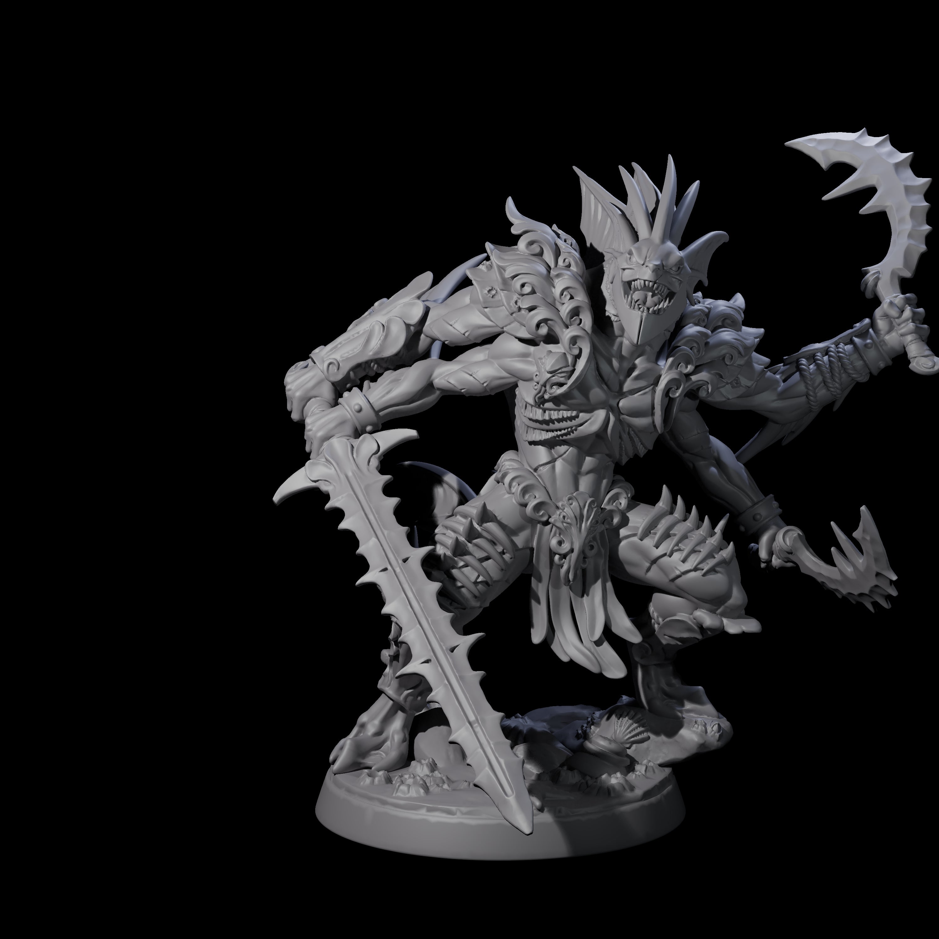 Multi-Armed Sahuagin Warrior Miniature for Dungeons and Dragons, Pathfinder or other TTRPGs