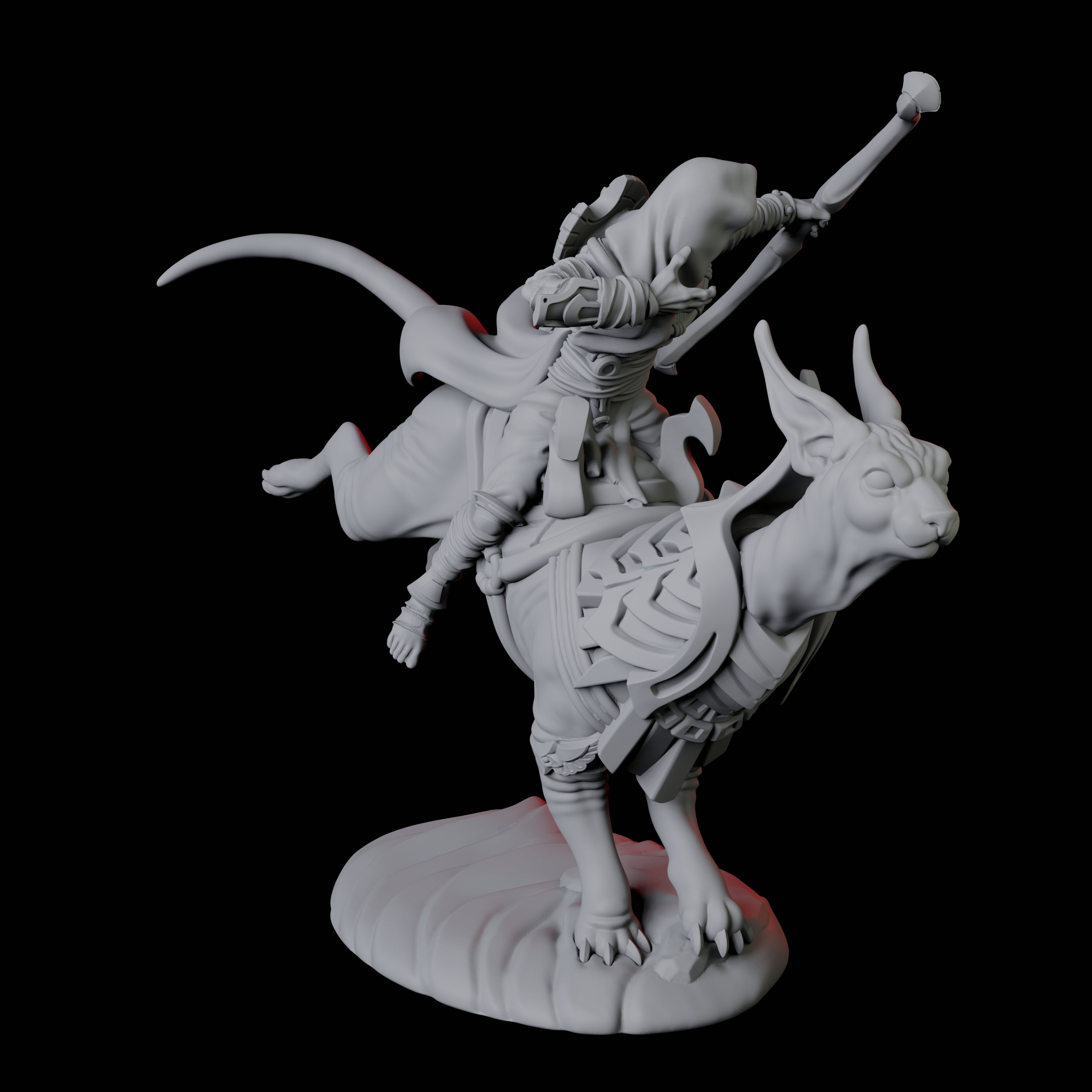 Mummy Skeleton riding a large sphinx A Miniature for Dungeons and Dragons, Pathfinder or other TTRPGs