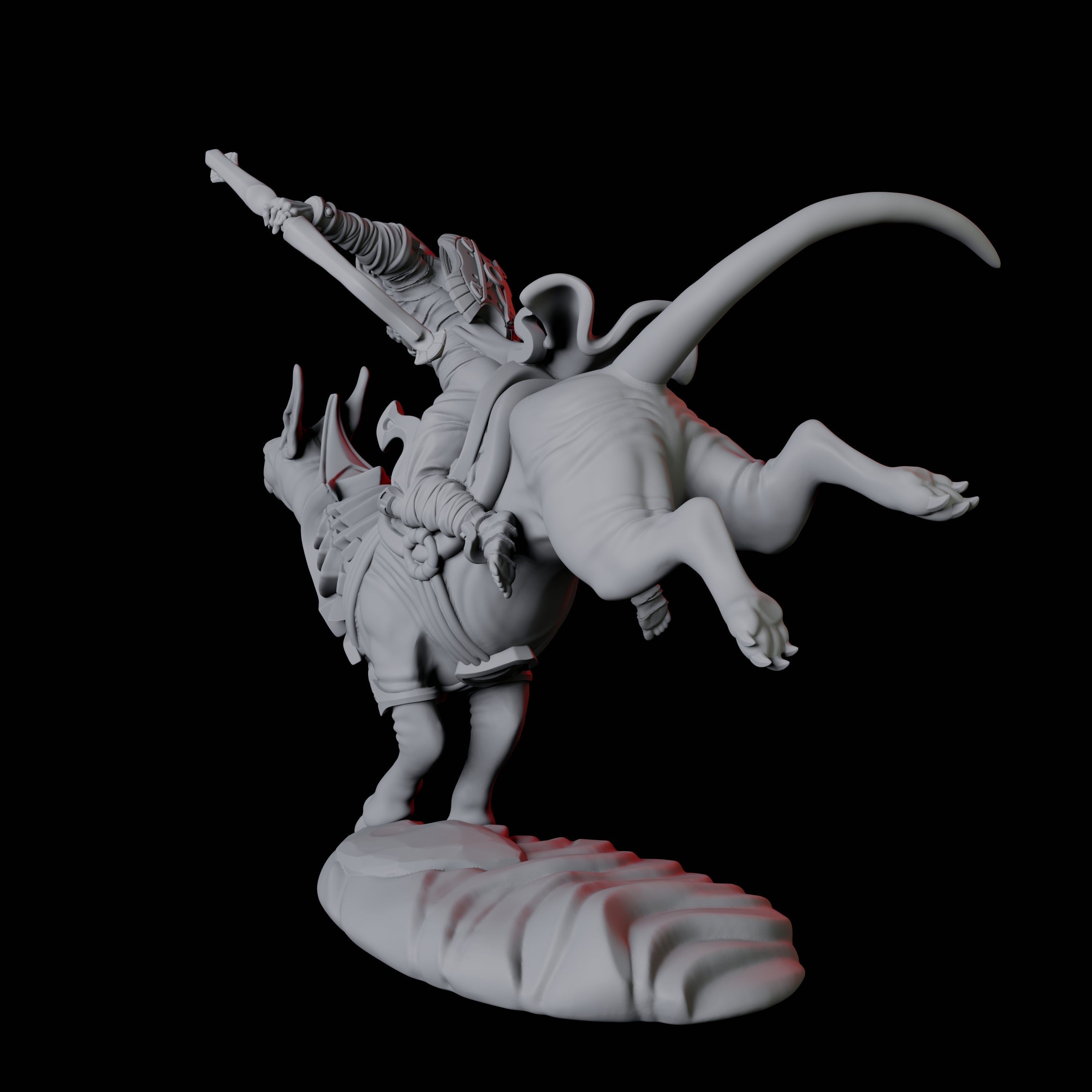 Mummy Skeleton riding a large sphinx A Miniature for Dungeons and Dragons, Pathfinder or other TTRPGs