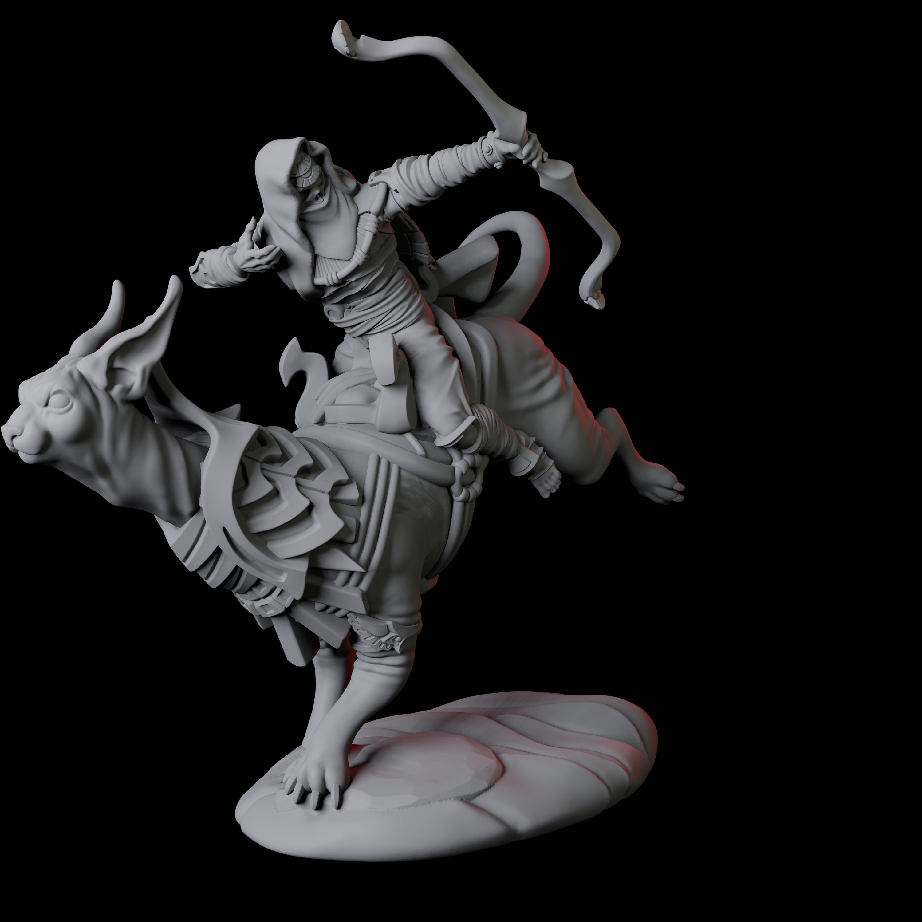 Mummy Skeleton riding a large sphinx A Miniature for Dungeons and Dragons, Pathfinder or other TTRPGs