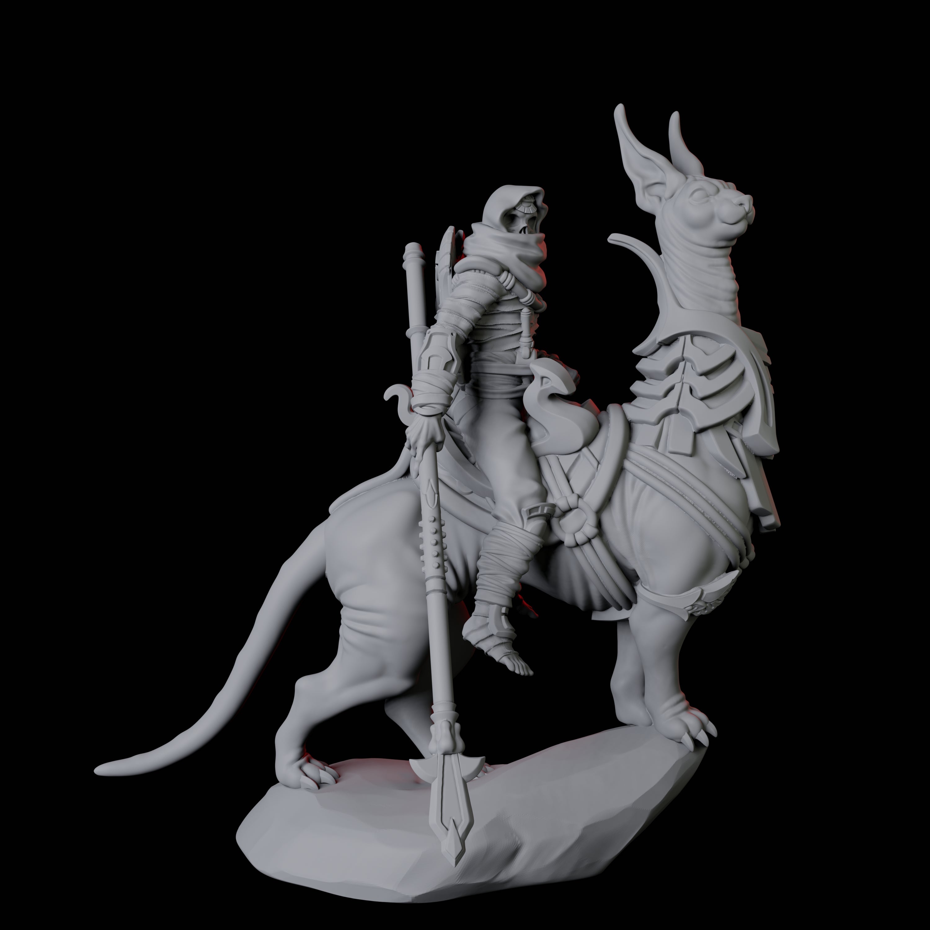 Mummy Skeleton riding a large sphinx C Miniature for Dungeons and Dragons, Pathfinder or other TTRPGs