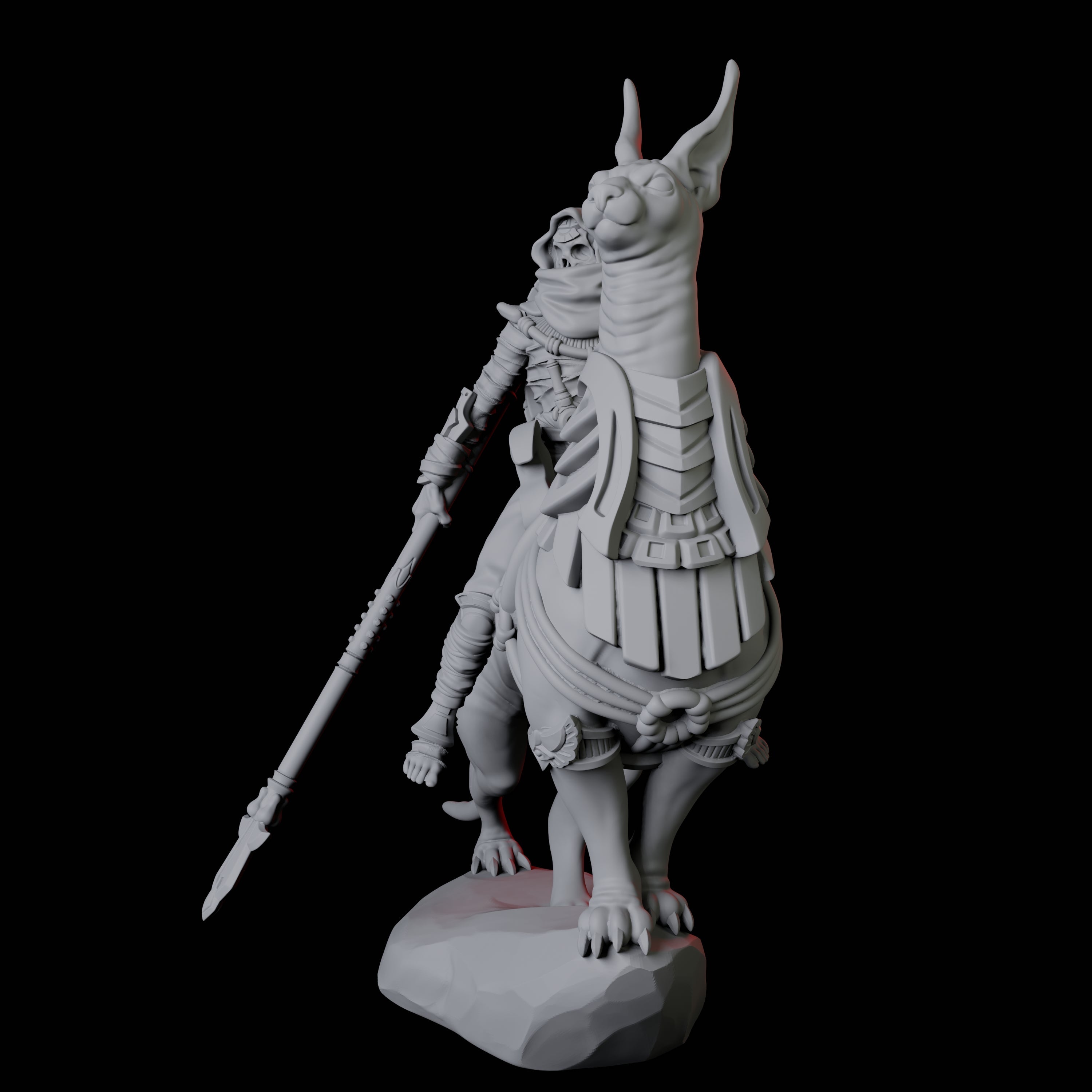 Mummy Skeleton riding a large sphinx C Miniature for Dungeons and Dragons, Pathfinder or other TTRPGs