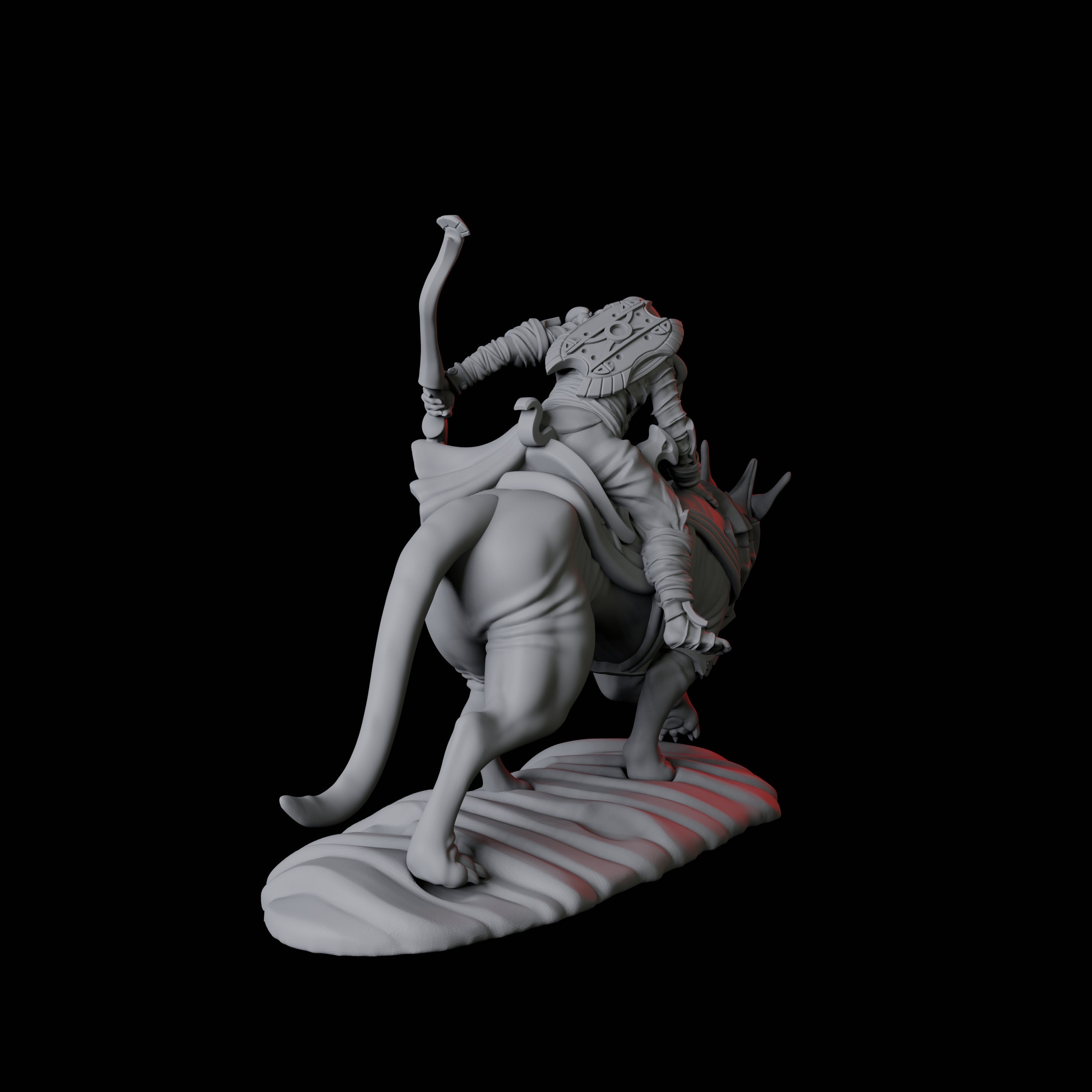 Mummy Skeleton riding a large sphinx D Miniature for Dungeons and Dragons, Pathfinder or other TTRPGs