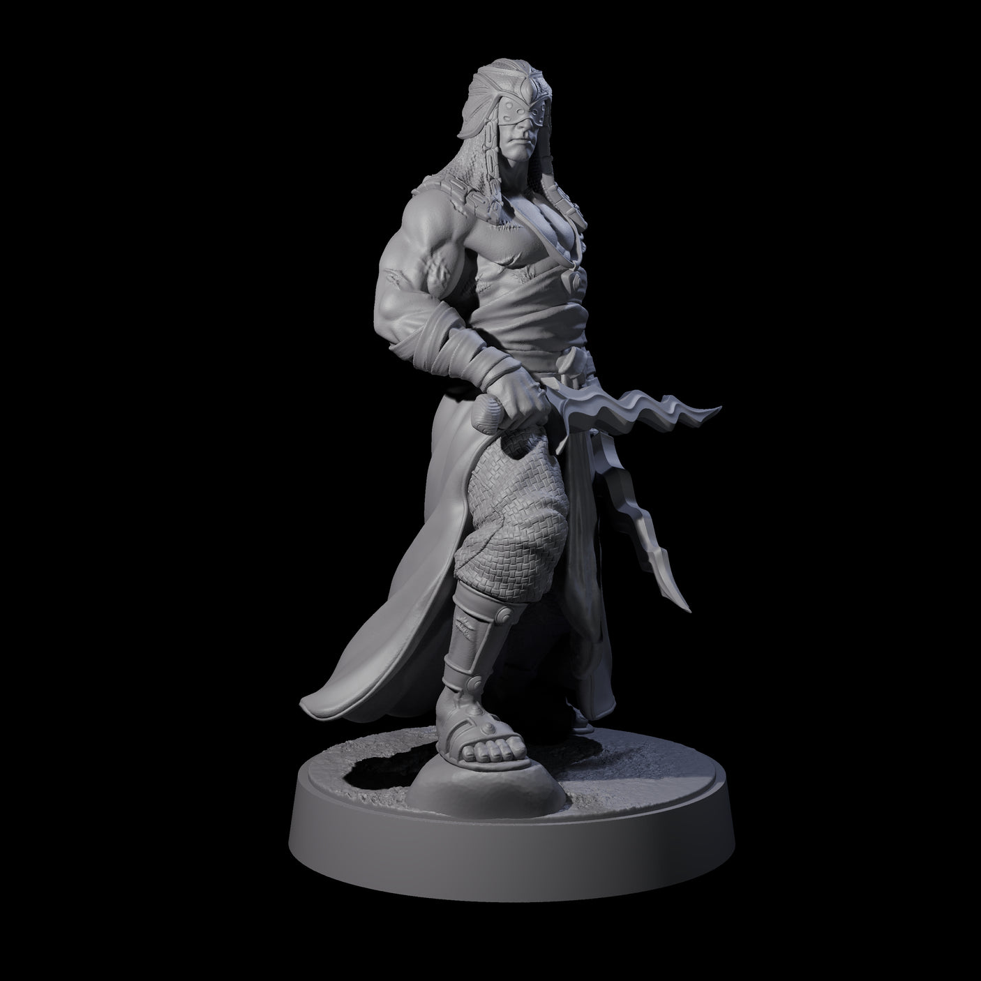 Muscled Death Cultist E Miniature for Dungeons and Dragons, Pathfinder or other TTRPGs