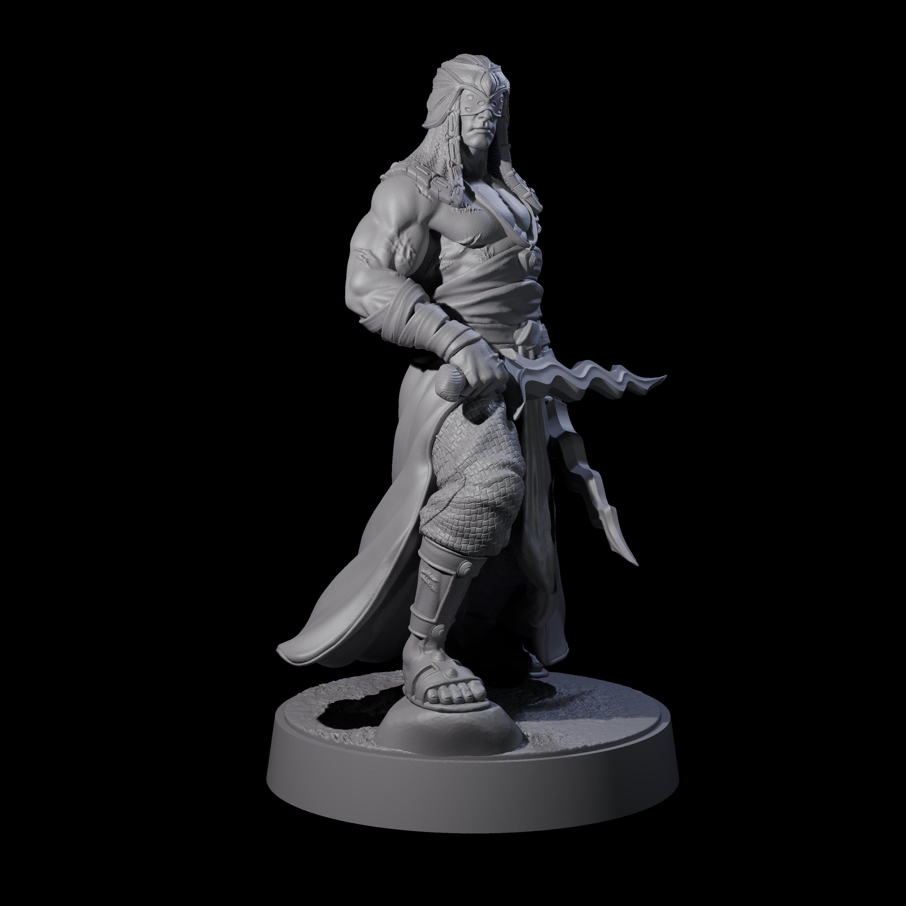 Muscled Death Cultist E Miniature for Dungeons and Dragons, Pathfinder or other TTRPGs