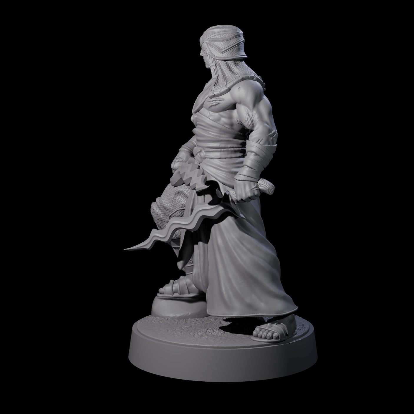 Muscled Death Cultist E Miniature for Dungeons and Dragons, Pathfinder or other TTRPGs