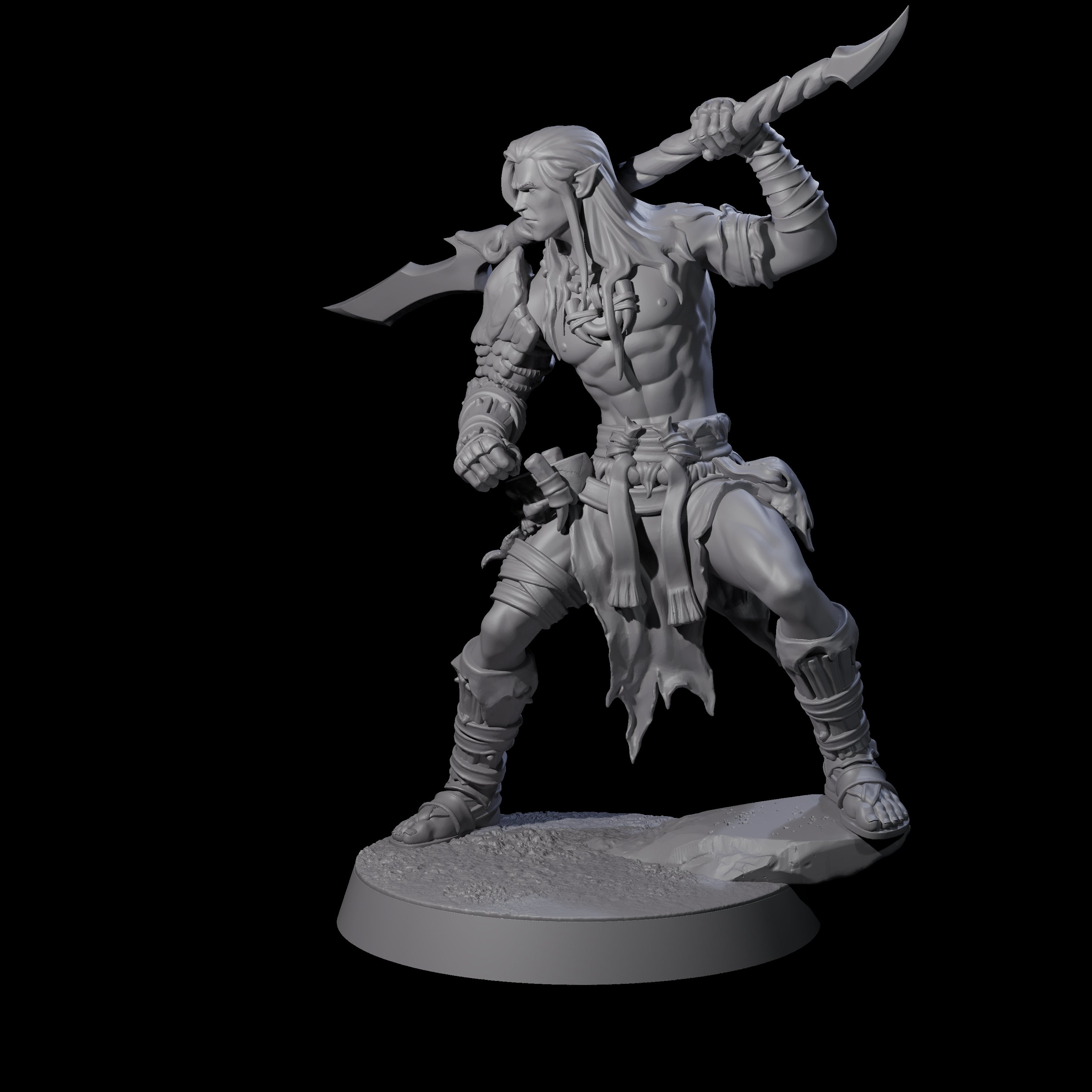 Muscular Elf Frost Guardian E Miniature for Dungeons and Dragons, Pathfinder or other TTRPGs