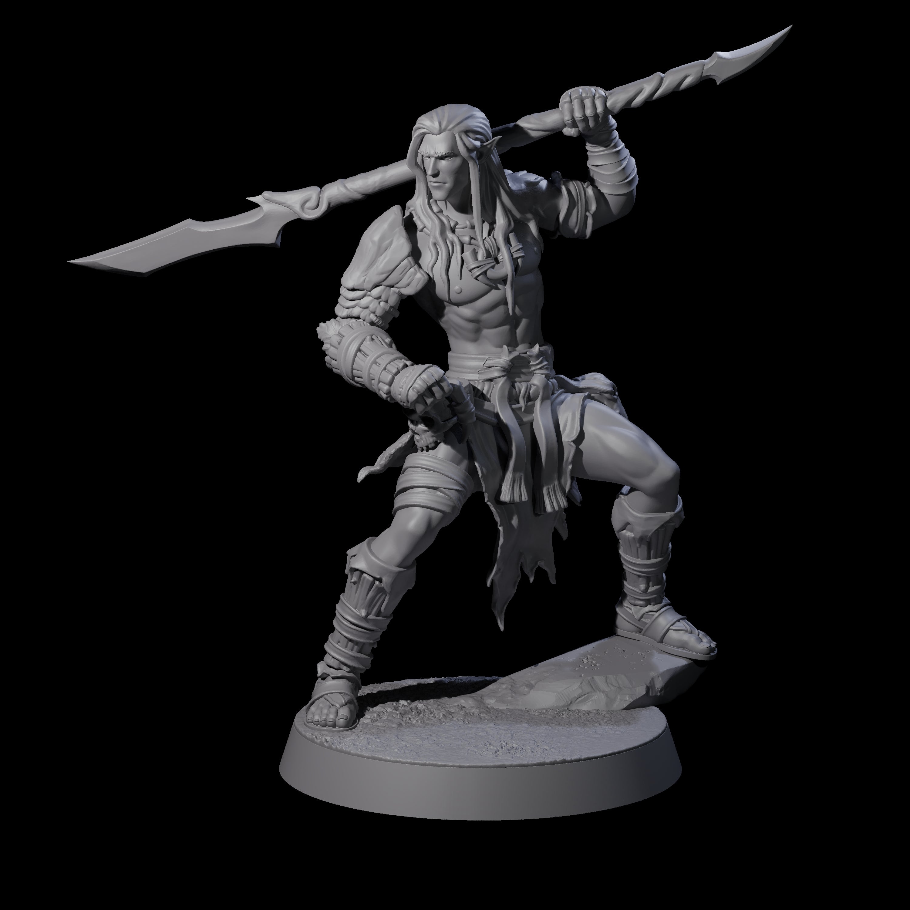 Muscular Elf Frost Guardian E Miniature for Dungeons and Dragons, Pathfinder or other TTRPGs