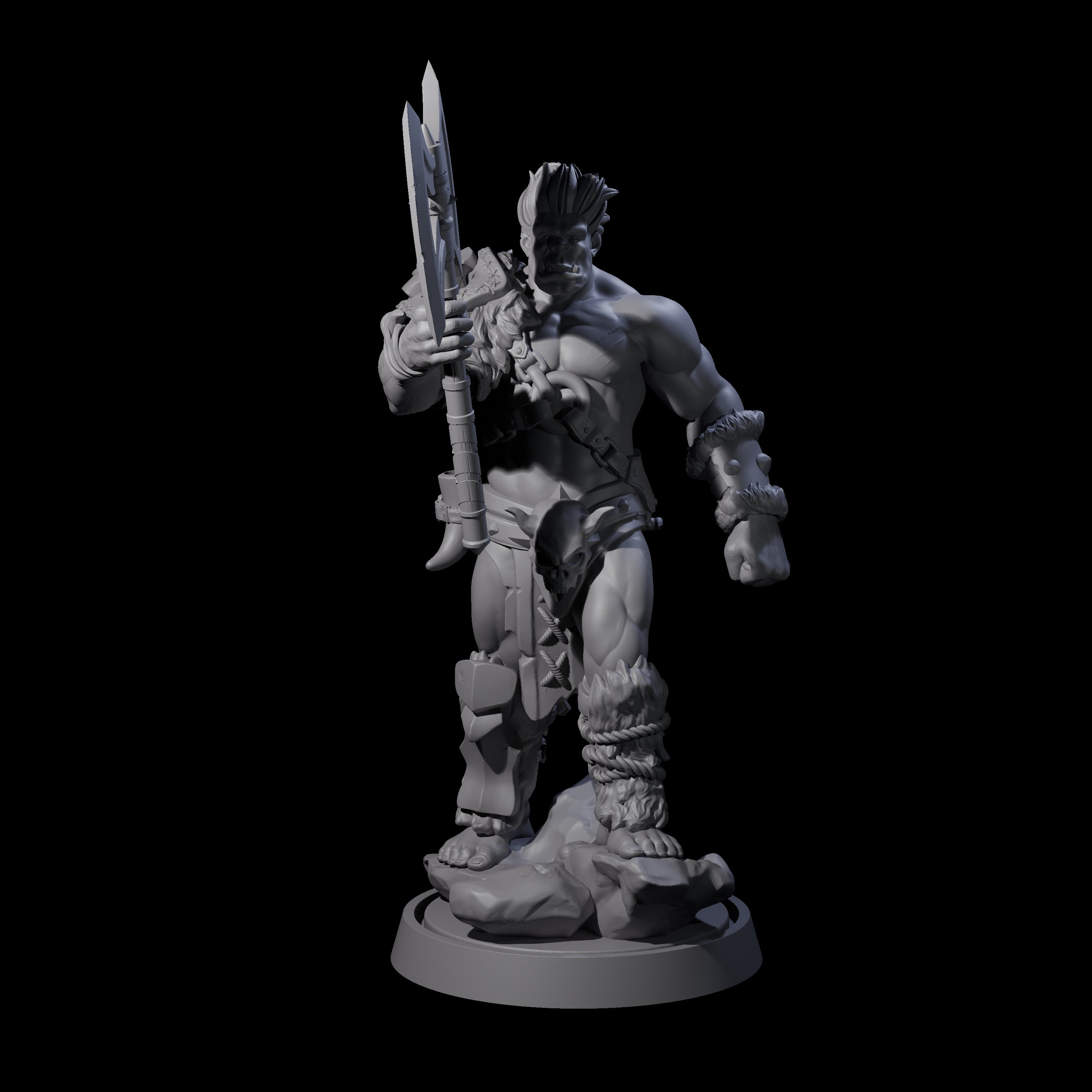 Muscular Half Orc Barbarian Miniature for Dungeons and Dragons, Pathfinder or other TTRPGs