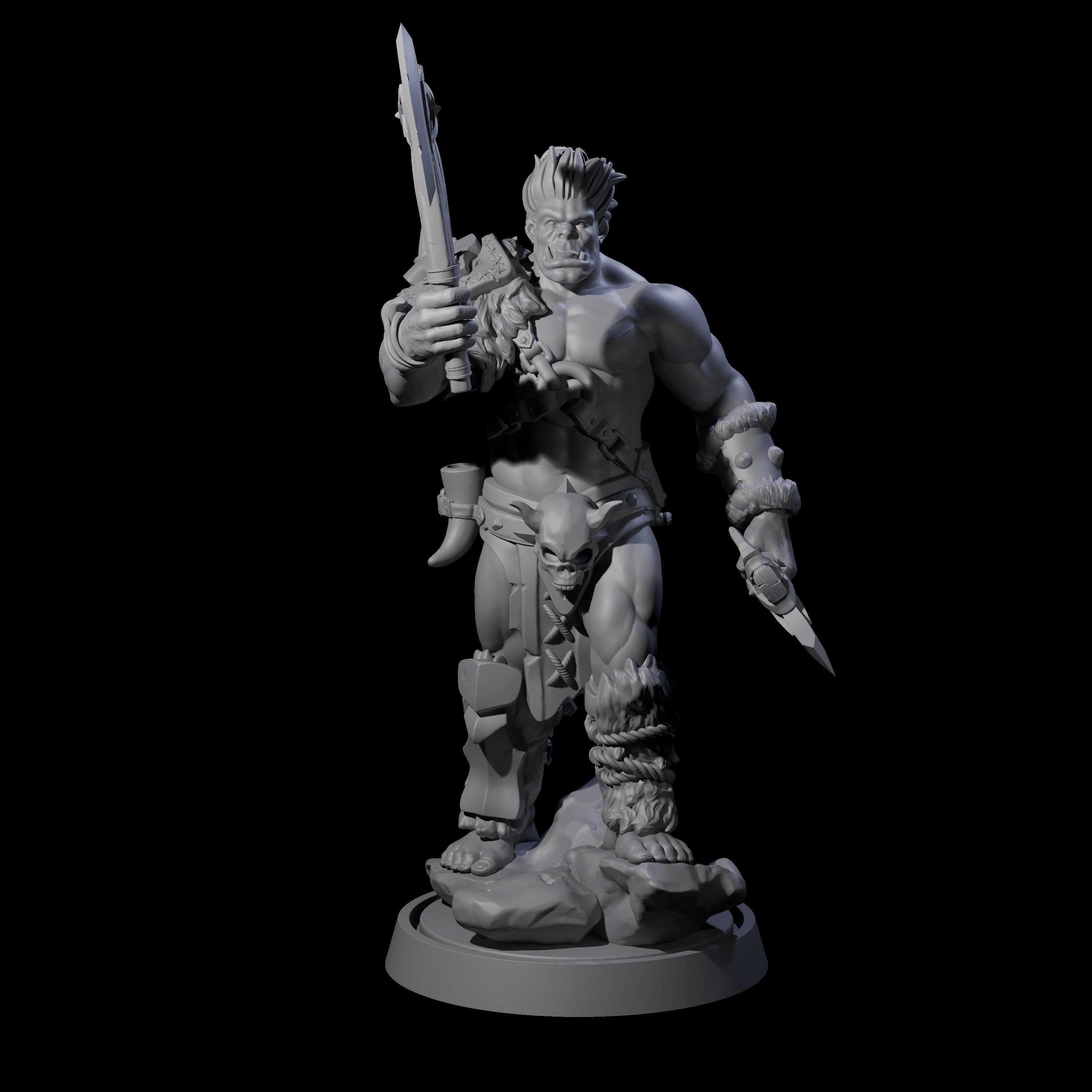 Muscular Half Orc Barbarian Miniature for Dungeons and Dragons, Pathfinder or other TTRPGs