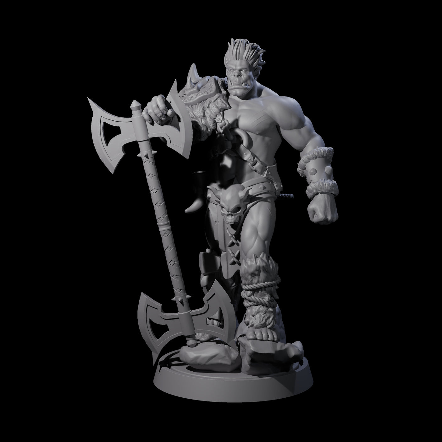 Muscular Half Orc Barbarian Miniature for Dungeons and Dragons, Pathfinder or other TTRPGs