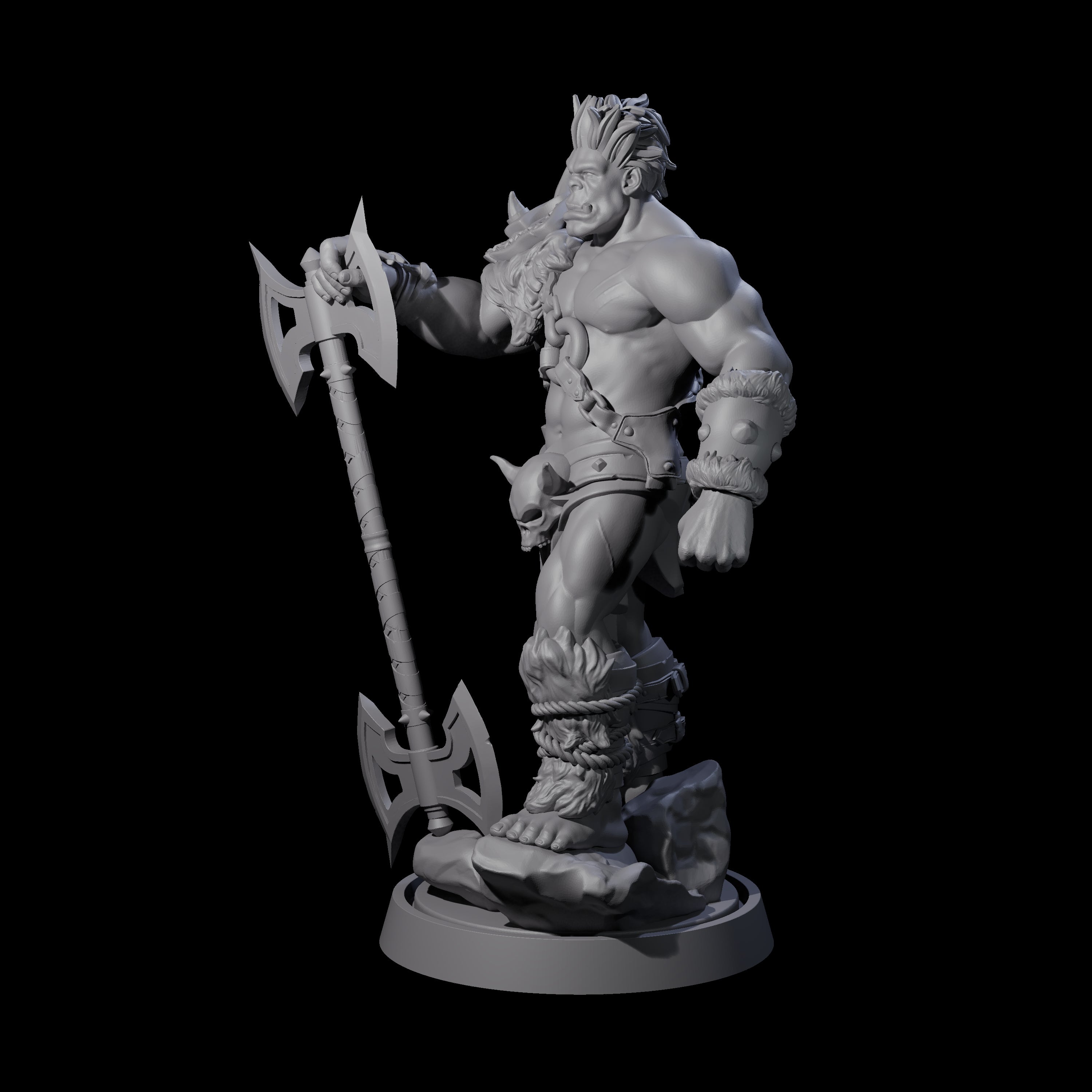 Muscular Half Orc Barbarian Miniature for Dungeons and Dragons, Pathfinder or other TTRPGs