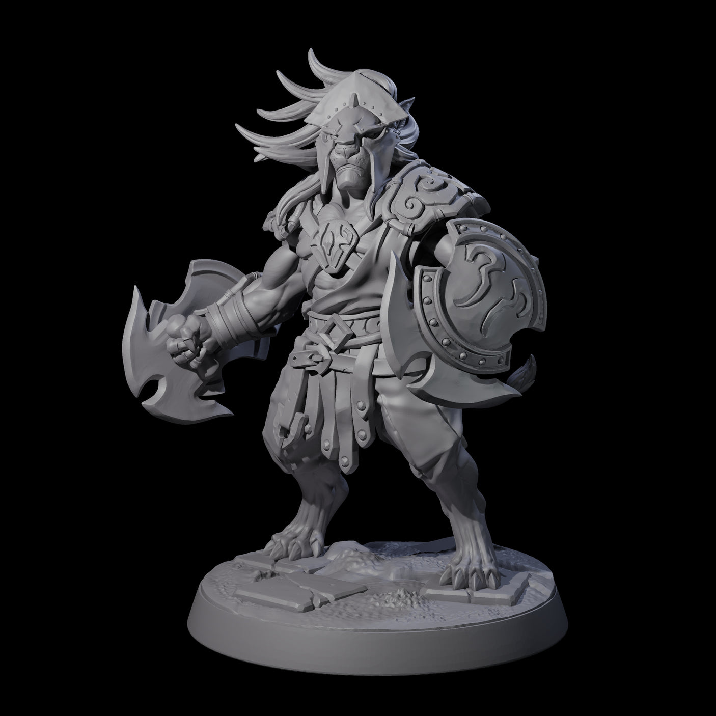Muscular Leonin Warrior A Miniature for Dungeons and Dragons, Pathfinder or other TTRPGs