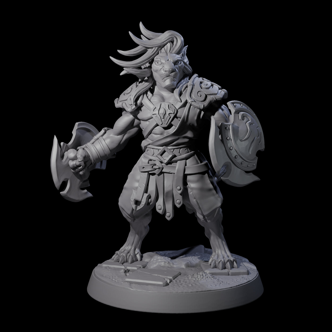 Muscular Leonin Warrior A Miniature for Dungeons and Dragons, Pathfinder or other TTRPGs