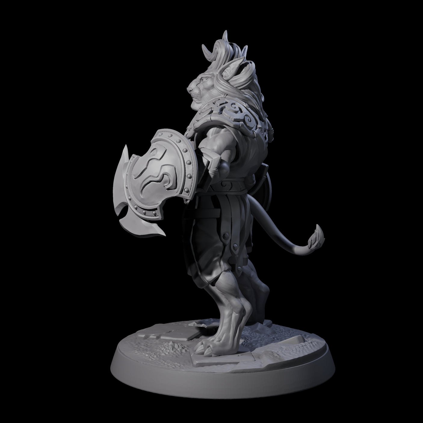 Muscular Leonin Warrior A Miniature for Dungeons and Dragons, Pathfinder or other TTRPGs