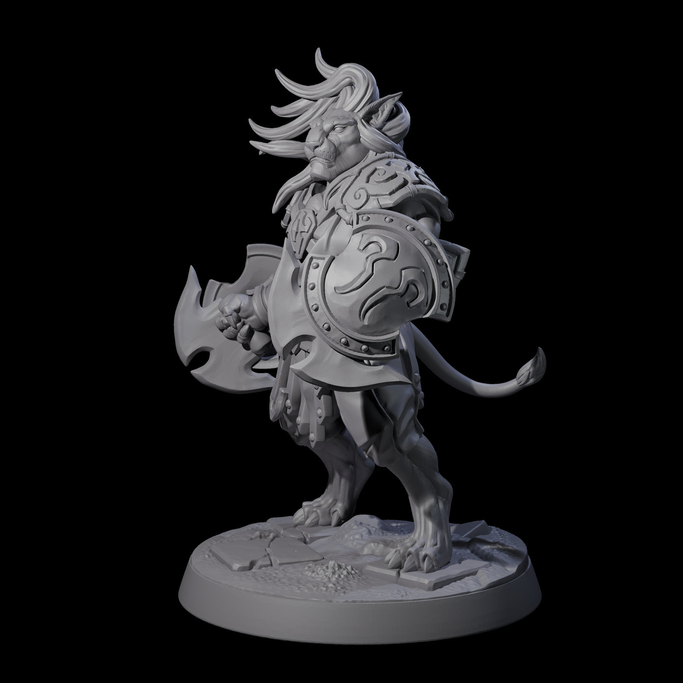 Muscular Leonin Warrior A Miniature for Dungeons and Dragons, Pathfinder or other TTRPGs