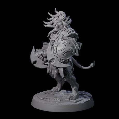 Muscular Leonin Warrior A Miniature for Dungeons and Dragons, Pathfinder or other TTRPGs