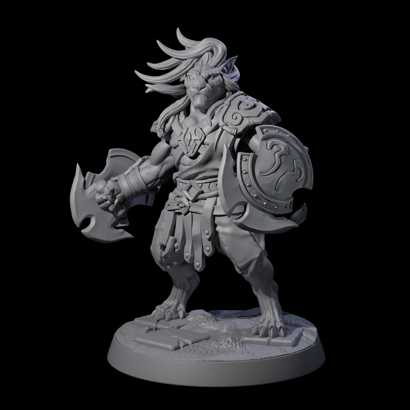 Muscular Leonin Warrior A Miniature for Dungeons and Dragons, Pathfinder or other TTRPGs