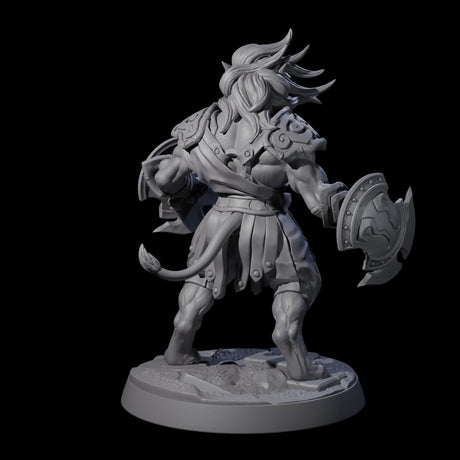 Muscular Leonin Warrior A Miniature for Dungeons and Dragons, Pathfinder or other TTRPGs