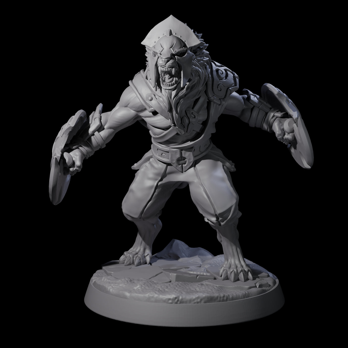 Muscular Leonin Warrior B Miniature for Dungeons and Dragons, Pathfinder or other TTRPGs