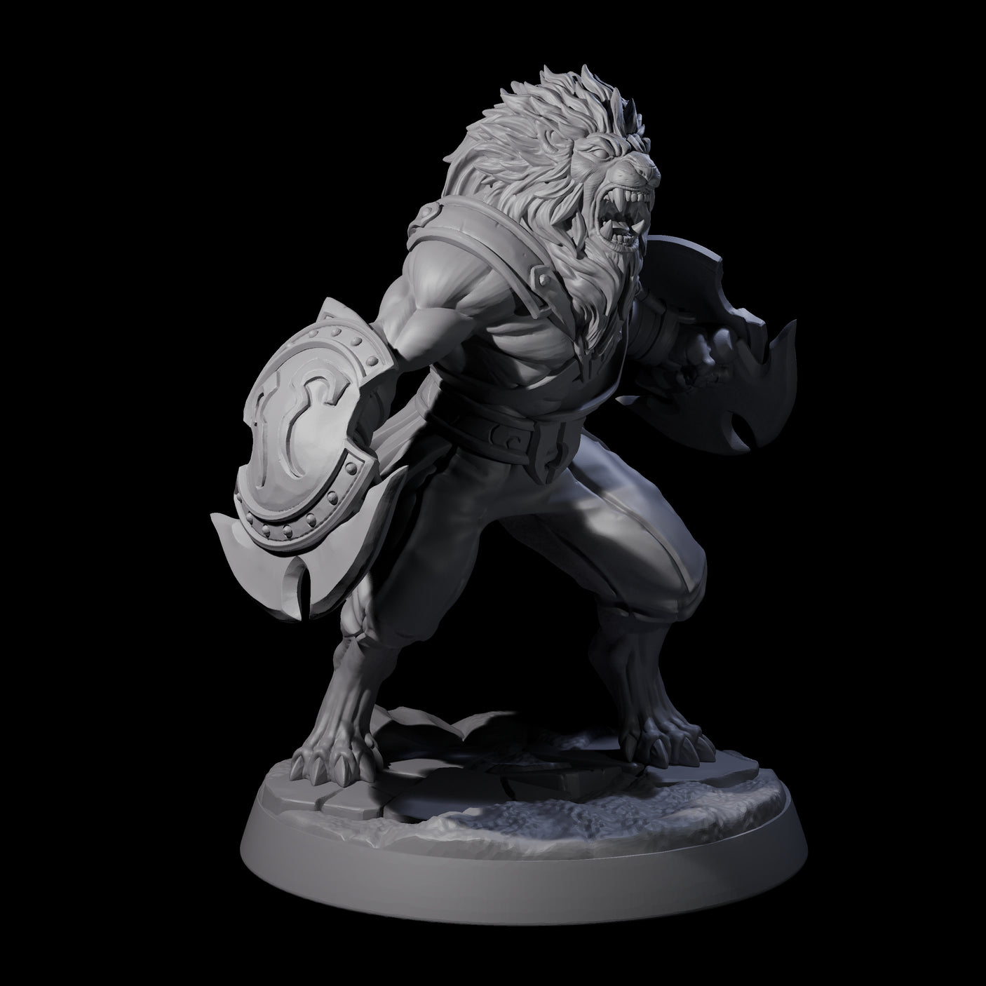 Muscular Leonin Warrior B Miniature for Dungeons and Dragons, Pathfinder or other TTRPGs