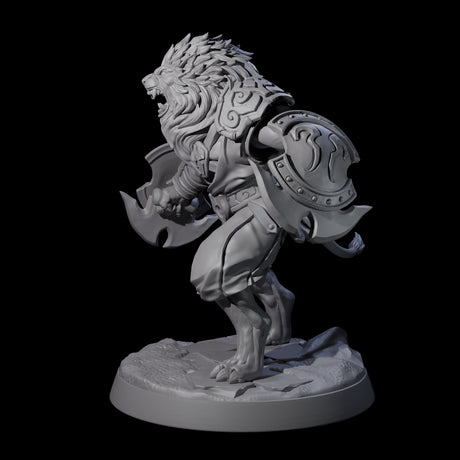 Muscular Leonin Warrior B Miniature for Dungeons and Dragons, Pathfinder or other TTRPGs