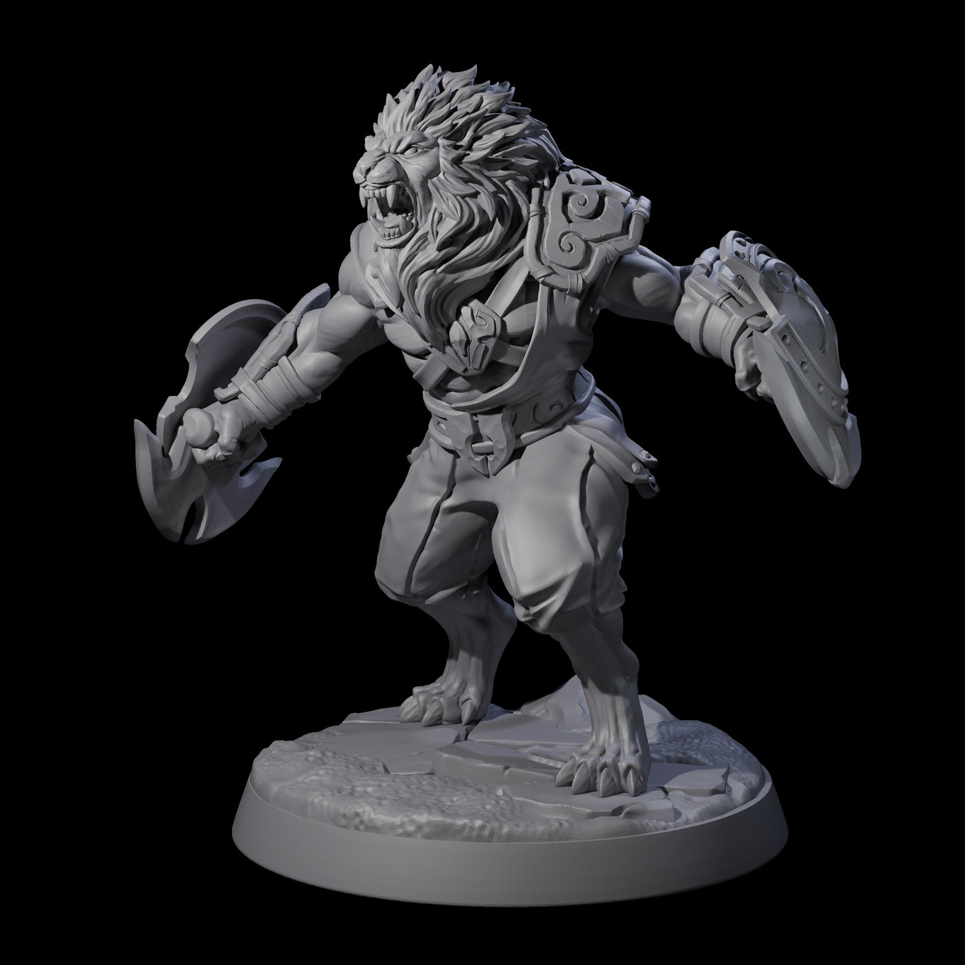 Muscular Leonin Warrior B Miniature for Dungeons and Dragons, Pathfinder or other TTRPGs