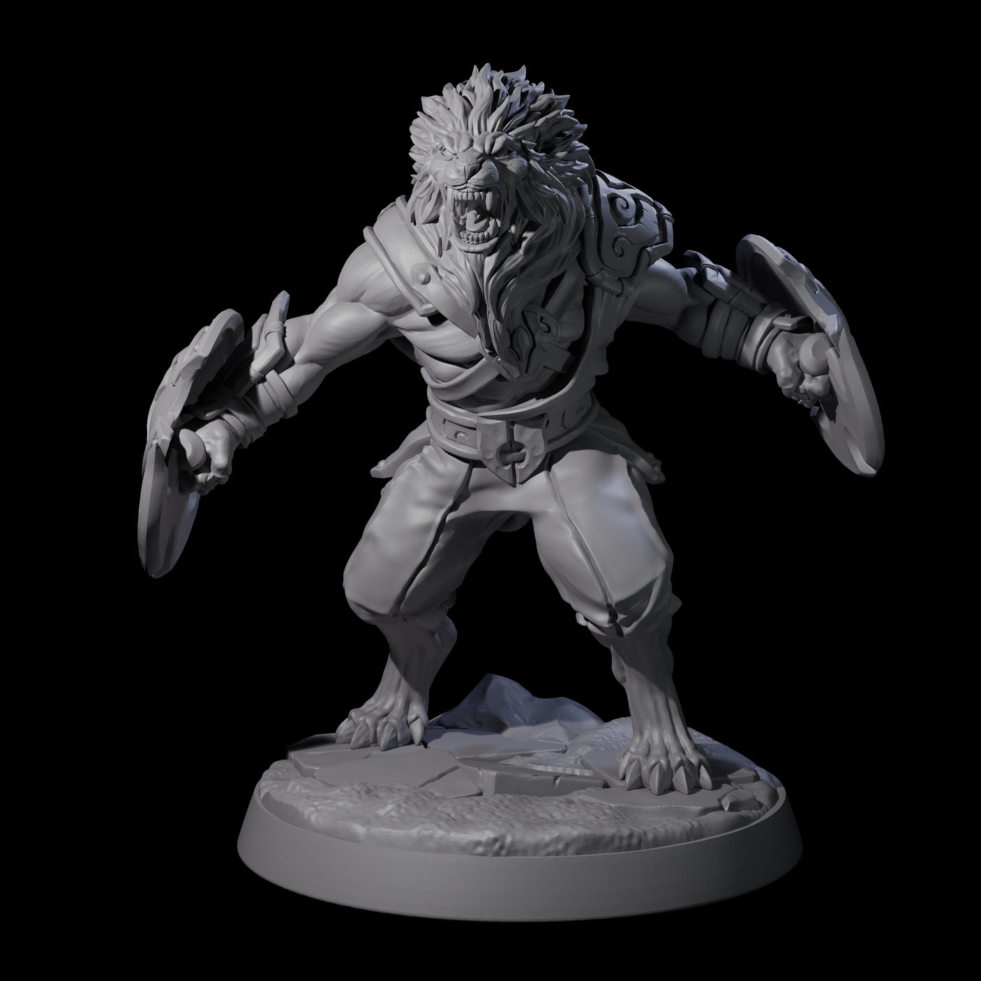 Muscular Leonin Warrior B Miniature for Dungeons and Dragons, Pathfinder or other TTRPGs