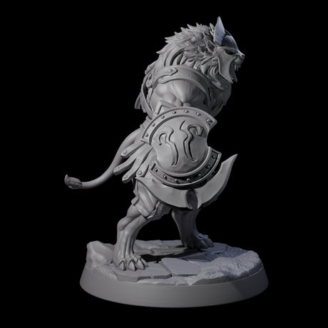 Muscular Leonin Warrior B Miniature for Dungeons and Dragons, Pathfinder or other TTRPGs