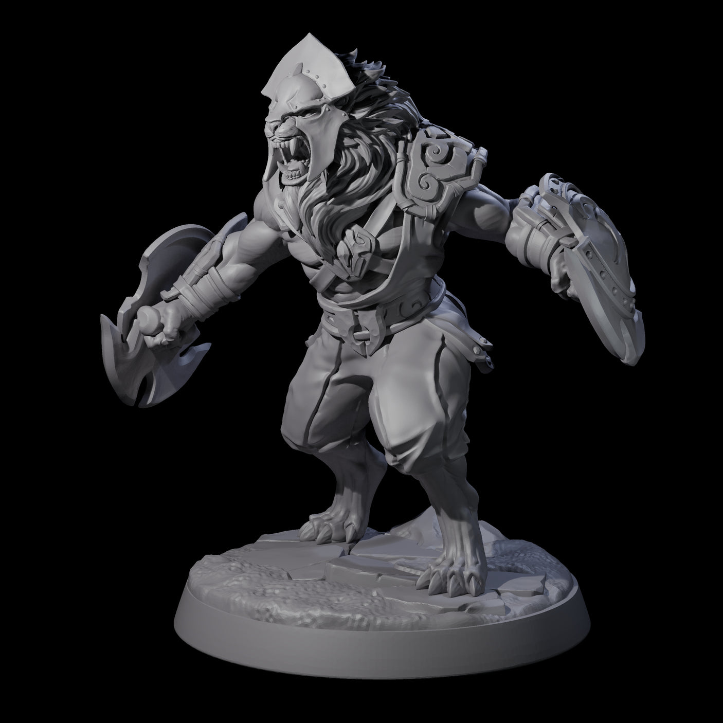 Muscular Leonin Warrior B Miniature for Dungeons and Dragons, Pathfinder or other TTRPGs