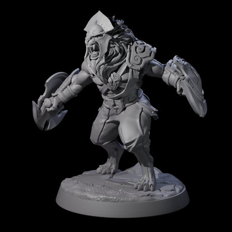 Muscular Leonin Warrior B Miniature for Dungeons and Dragons, Pathfinder or other TTRPGs