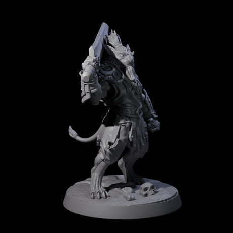Muscular Leonin Warrior C Miniature for Dungeons and Dragons, Pathfinder or other TTRPGs