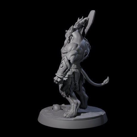 Muscular Leonin Warrior C Miniature for Dungeons and Dragons, Pathfinder or other TTRPGs