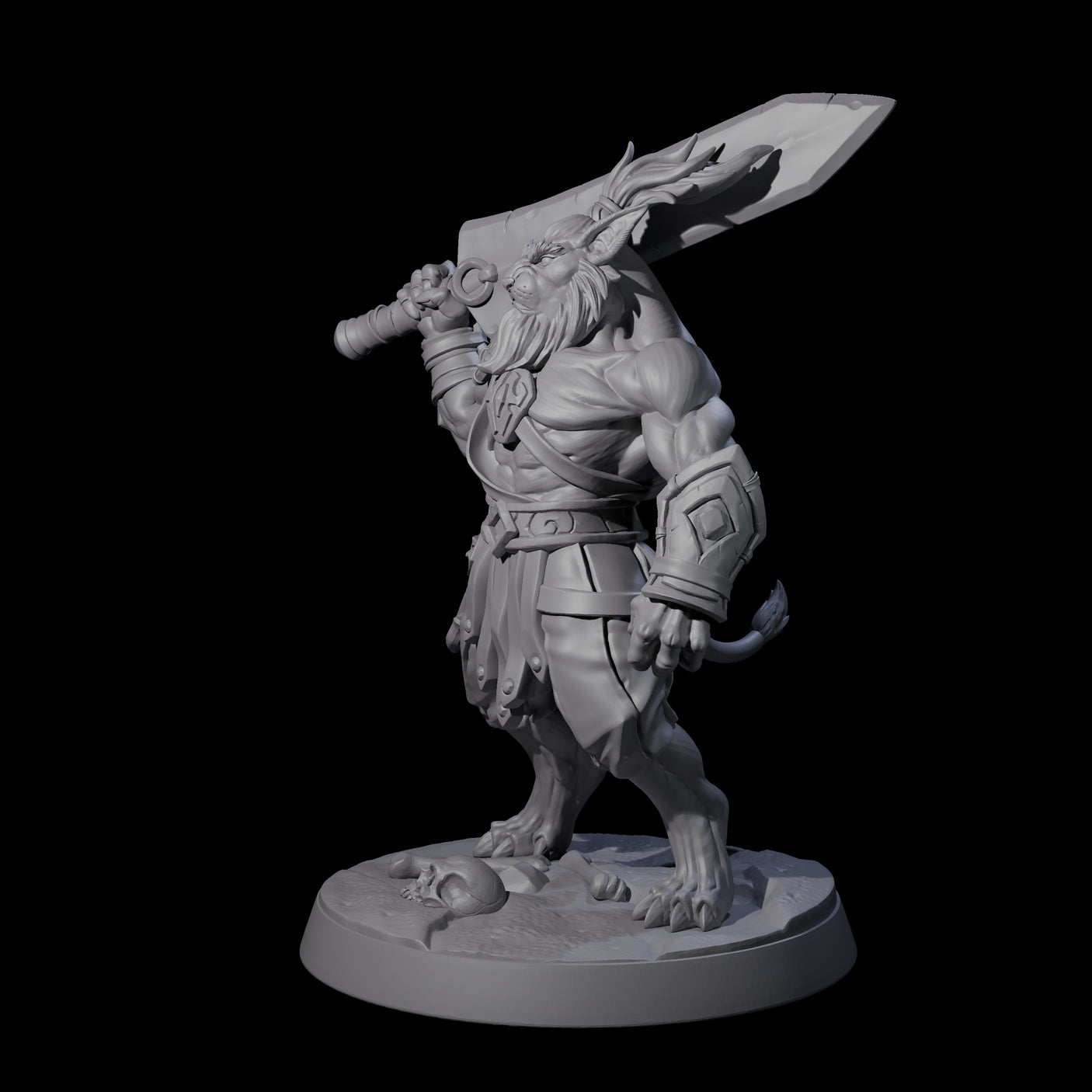 Muscular Leonin Warrior C Miniature for Dungeons and Dragons, Pathfinder or other TTRPGs