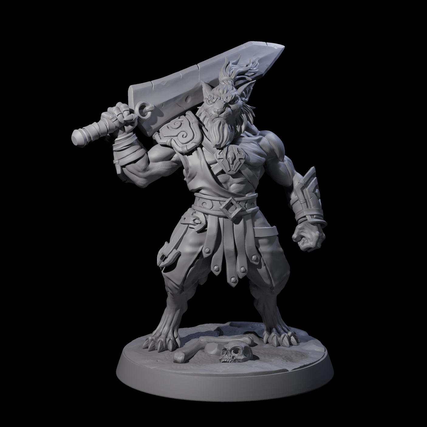 Muscular Leonin Warrior C Miniature for Dungeons and Dragons, Pathfinder or other TTRPGs