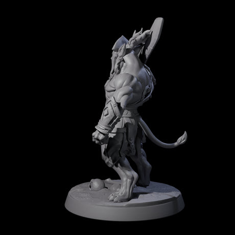 Muscular Leonin Warrior C Miniature for Dungeons and Dragons, Pathfinder or other TTRPGs