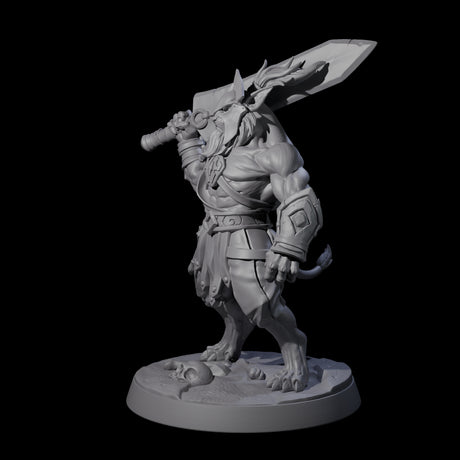 Muscular Leonin Warrior C Miniature for Dungeons and Dragons, Pathfinder or other TTRPGs