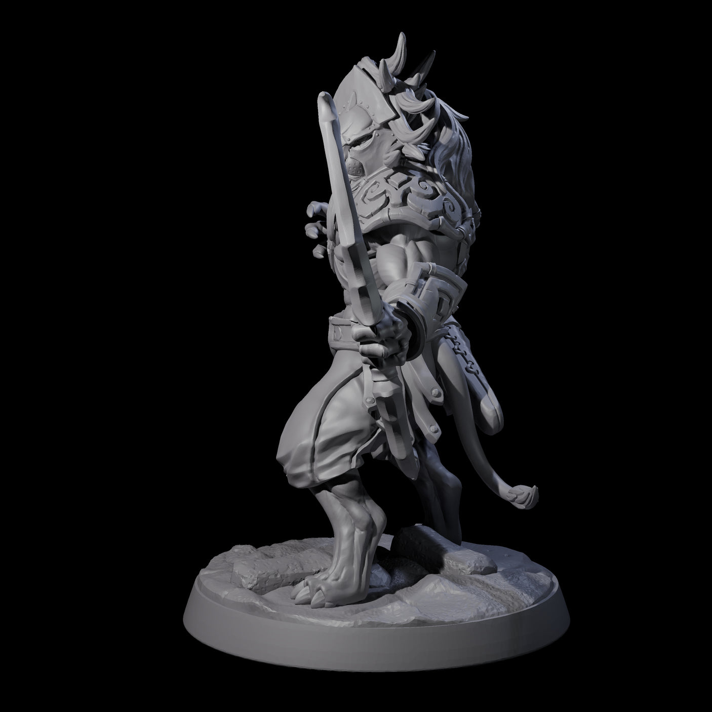 Muscular Leonin Warrior D Miniature for Dungeons and Dragons, Pathfinder or other TTRPGs