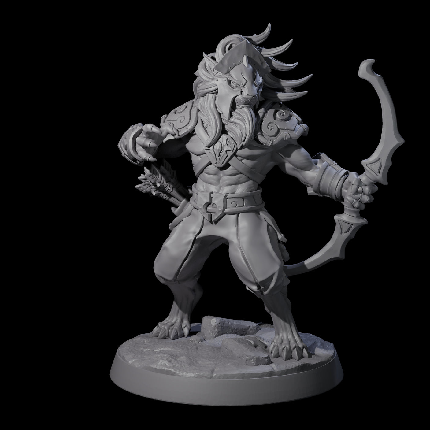 Muscular Leonin Warrior D Miniature for Dungeons and Dragons, Pathfinder or other TTRPGs