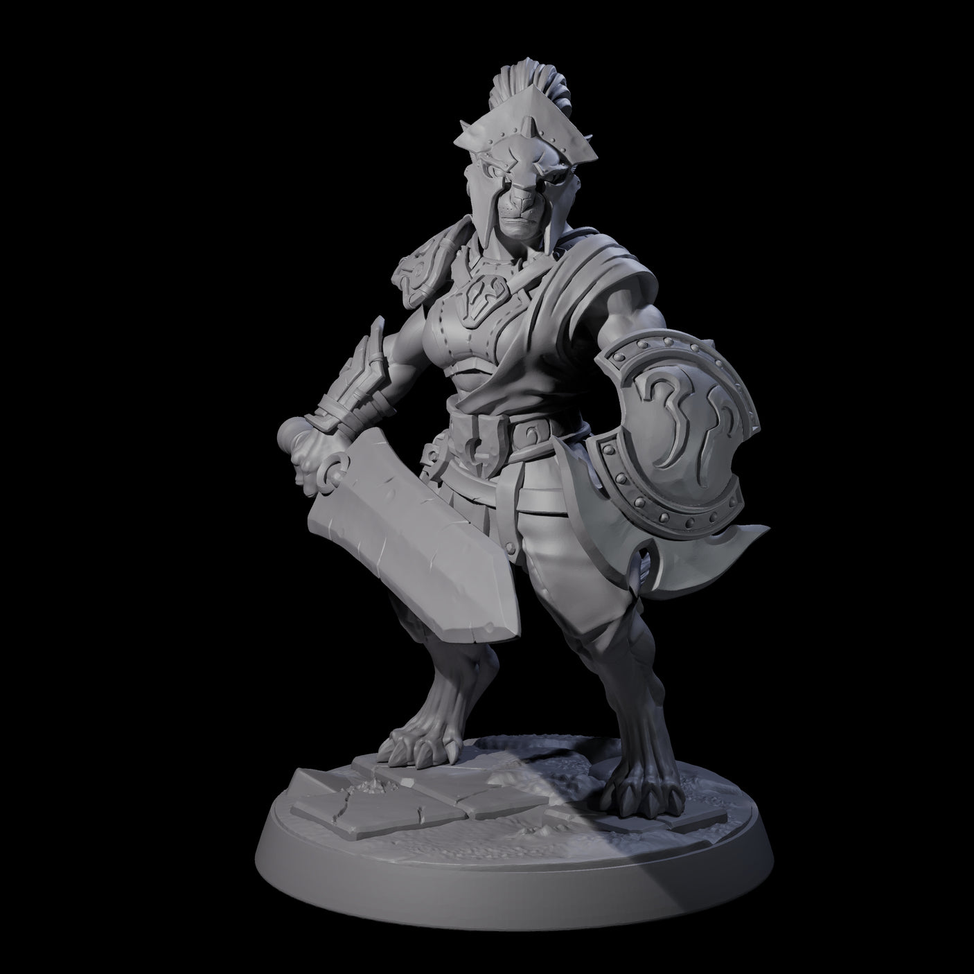 Muscular Leonin Warrior E Miniature for Dungeons and Dragons, Pathfinder or other TTRPGs
