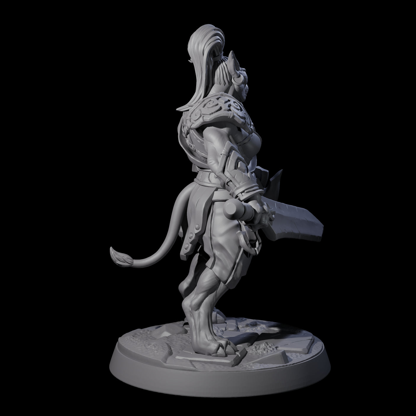 Muscular Leonin Warrior E Miniature for Dungeons and Dragons, Pathfinder or other TTRPGs