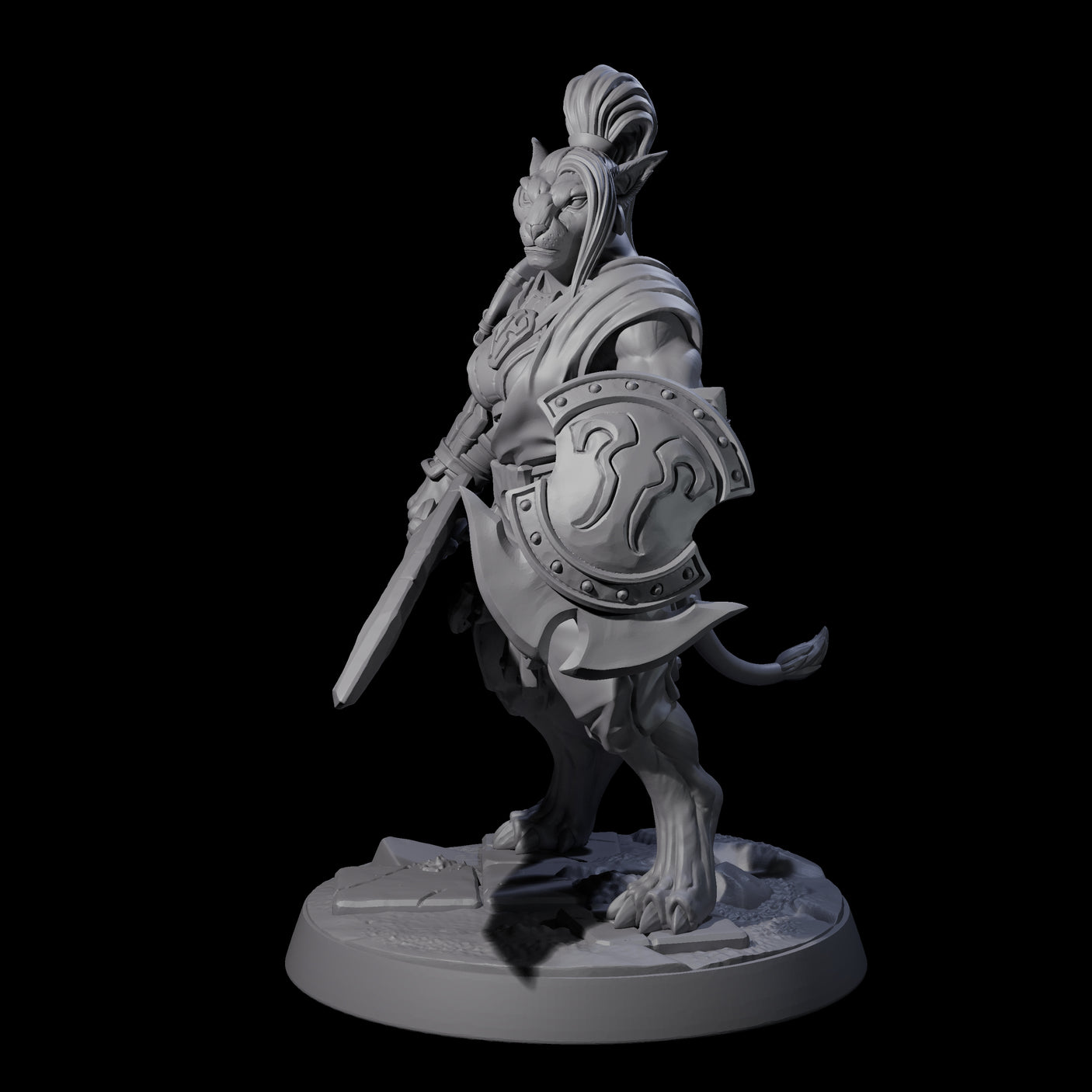 Muscular Leonin Warrior E Miniature for Dungeons and Dragons, Pathfinder or other TTRPGs