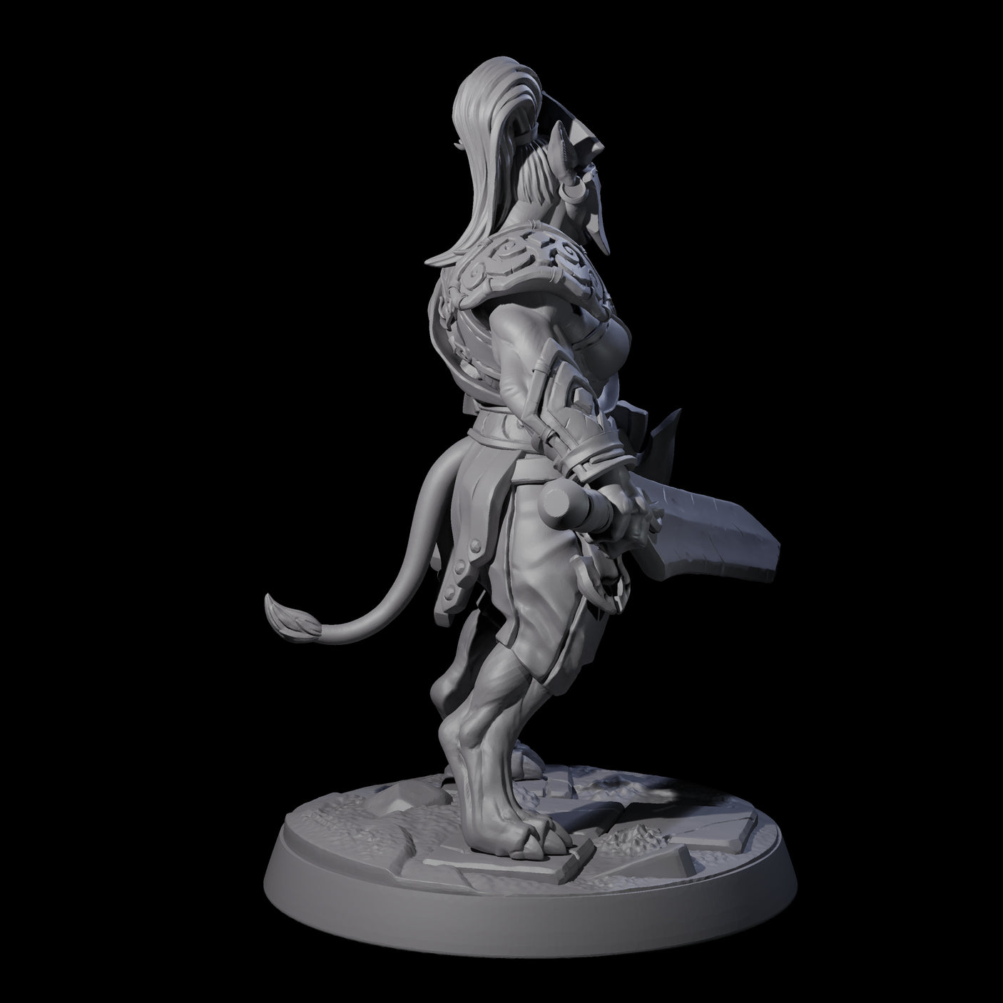 Muscular Leonin Warrior E Miniature for Dungeons and Dragons, Pathfinder or other TTRPGs