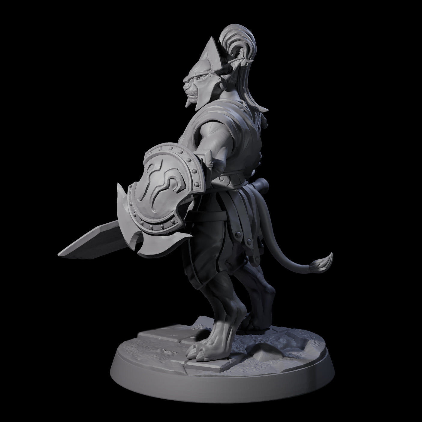 Muscular Leonin Warrior E Miniature for Dungeons and Dragons, Pathfinder or other TTRPGs