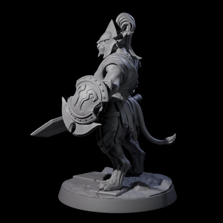 Muscular Leonin Warrior E Miniature for Dungeons and Dragons, Pathfinder or other TTRPGs