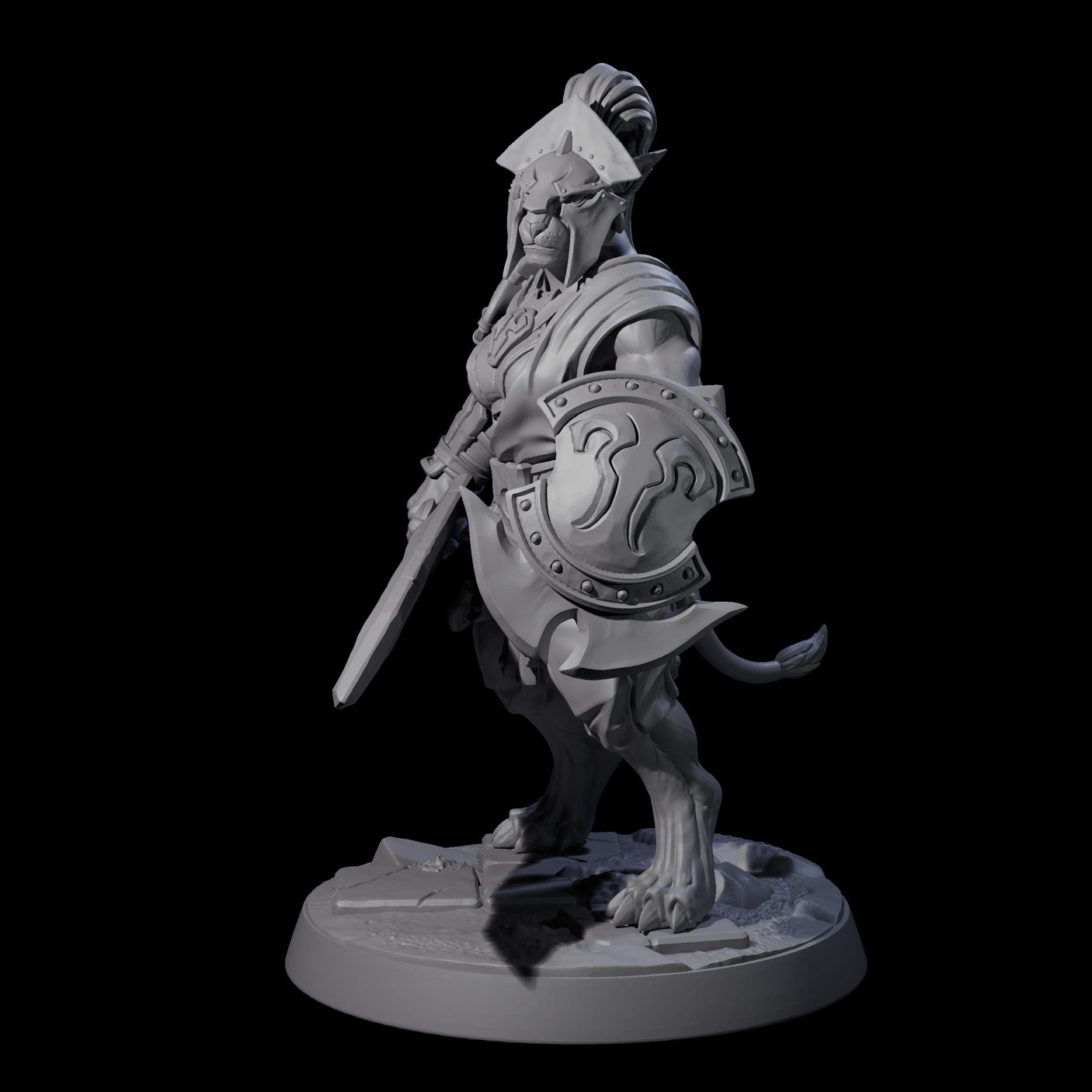 Muscular Leonin Warrior E Miniature for Dungeons and Dragons, Pathfinder or other TTRPGs