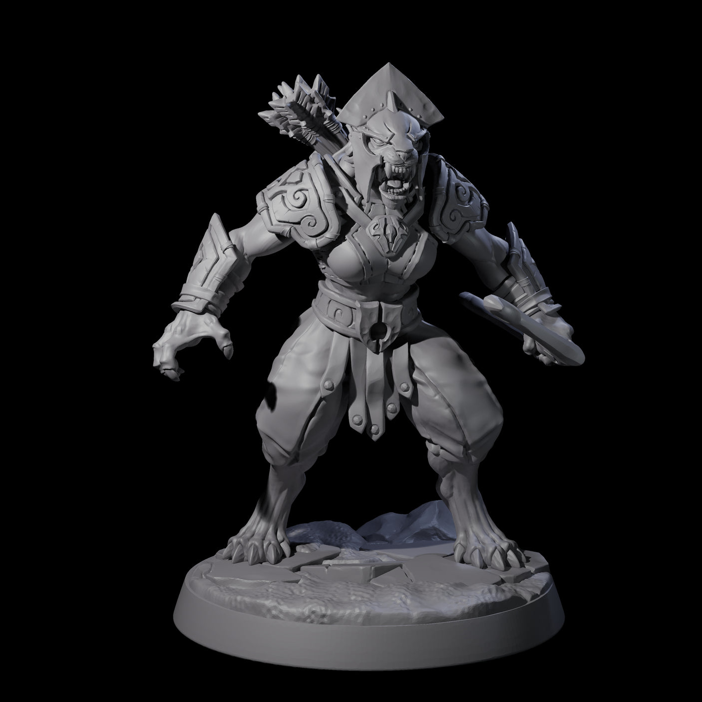 Muscular Leonin Warrior F Miniature for Dungeons and Dragons, Pathfinder or other TTRPGs