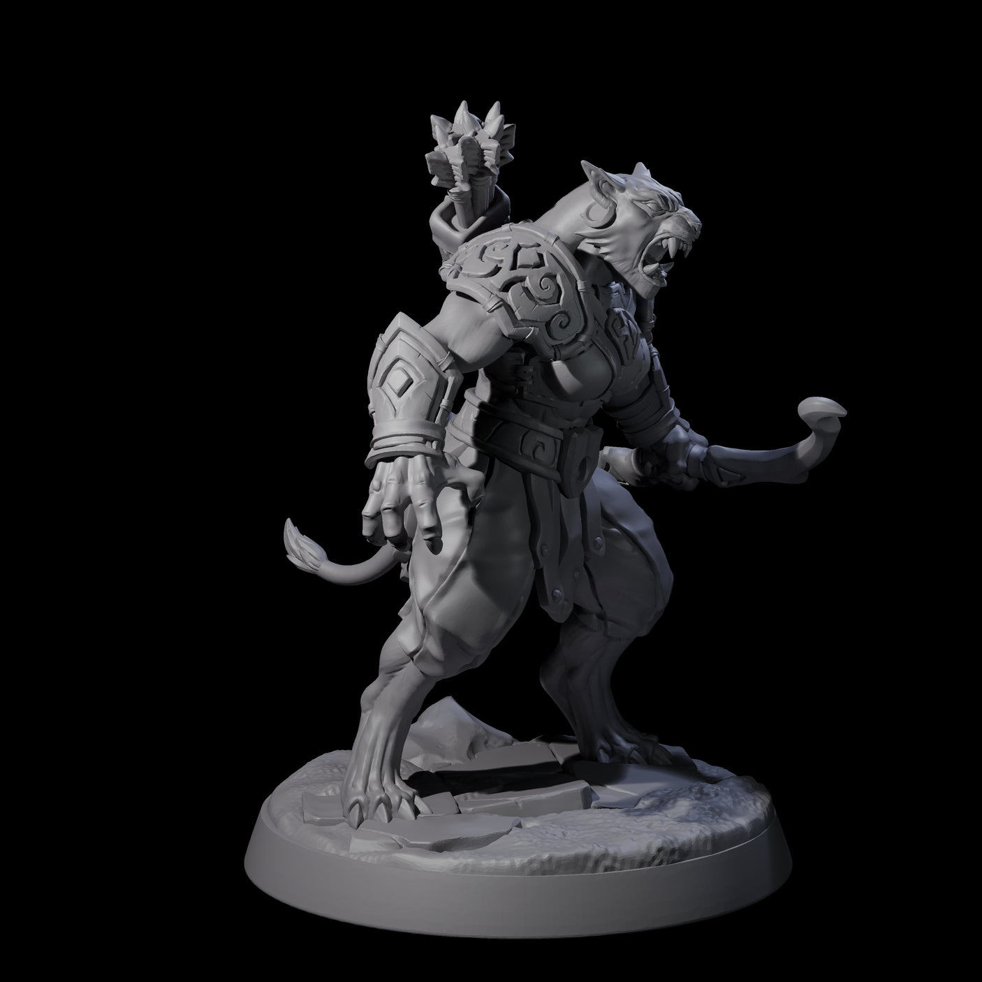 Muscular Leonin Warrior F Miniature for Dungeons and Dragons, Pathfinder or other TTRPGs