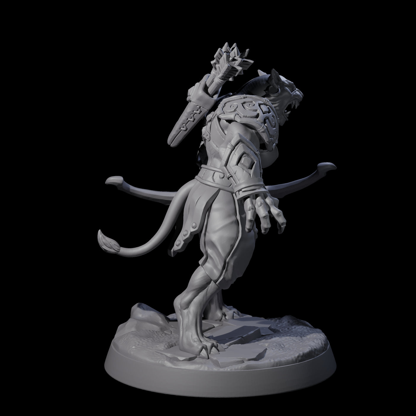 Muscular Leonin Warrior F Miniature for Dungeons and Dragons, Pathfinder or other TTRPGs